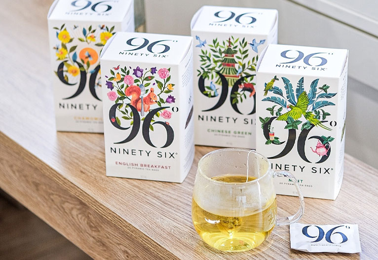 96 Degrees tea in boxes.