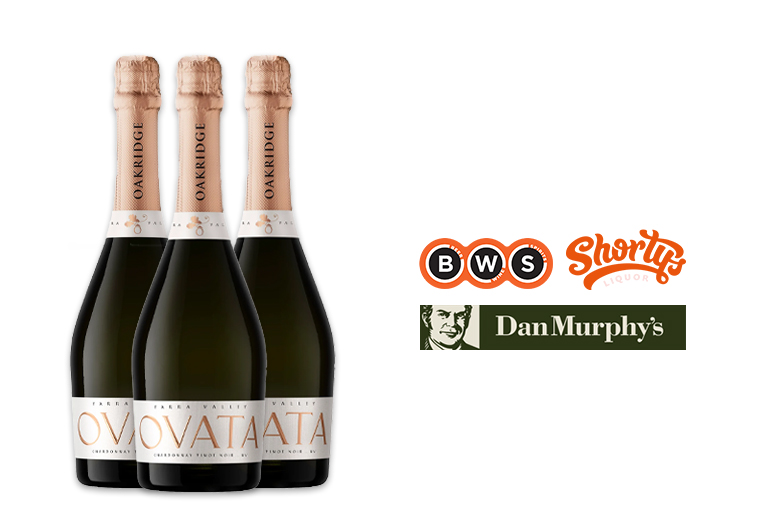 Ovata sparkling wine with store logos to purchase.