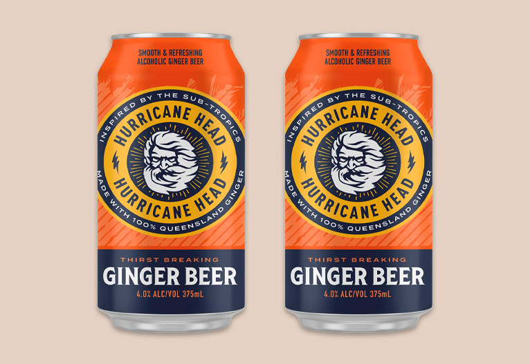 Hurricane Head ginger beer cans.