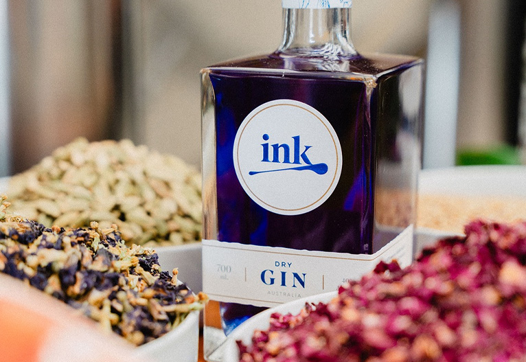 Ink dry gin bottle.