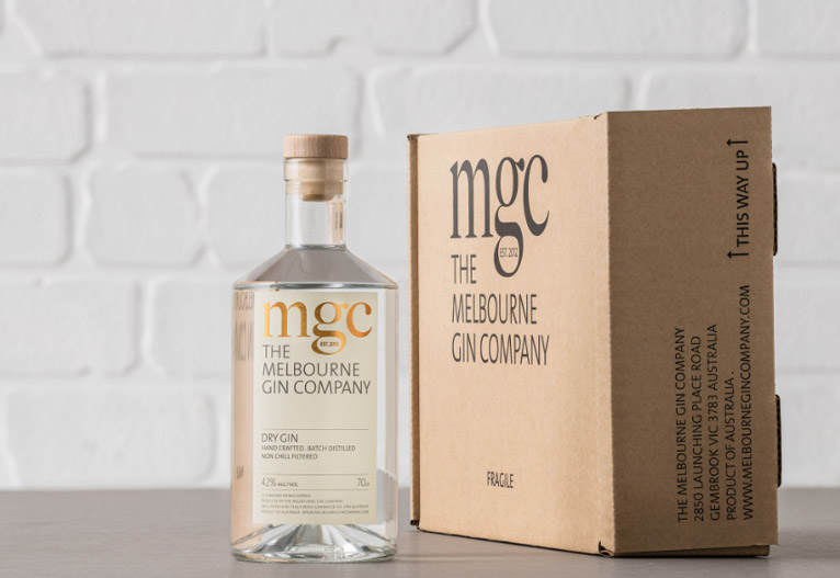 Melbourne Gin Company Dry Gin bottle and box.