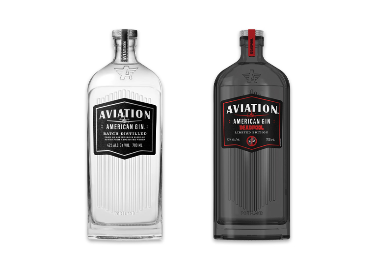 Aviation Gin bottles.