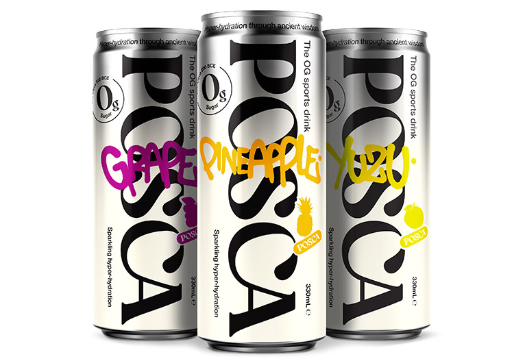 POSCA hypotonic sports drink cans.