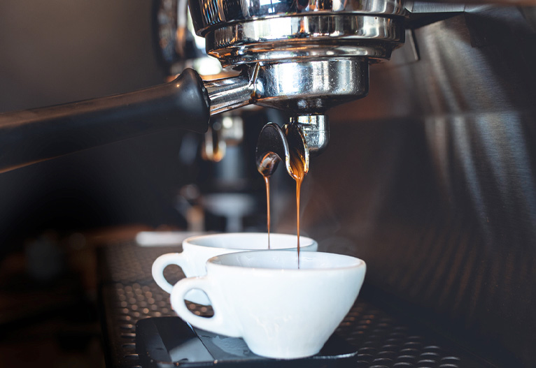 Espresso coffee's pouring at Toby's Estate.