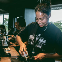 Barista preparing coffee at Tony's Estate Chippendale.