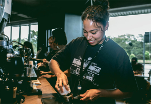 Barista preparing coffee at Tony's Estate Chippendale.