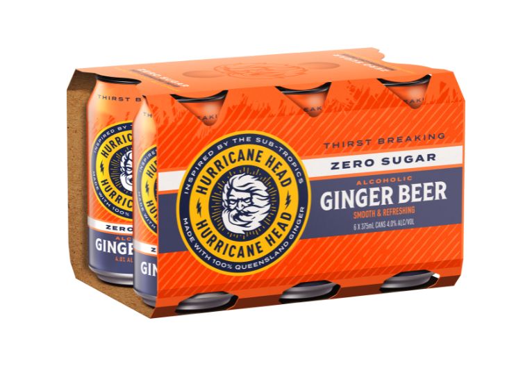 Hurricane Head Zero Sugar Ginger Beer Case.