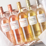 Patisserie wine collection in a basket.