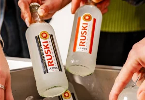 Ruski Lemon RTDs in an ice bucket.