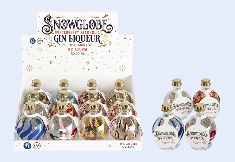 Snowglobe Winterberry Gin Liqueur Christmas Baubles.