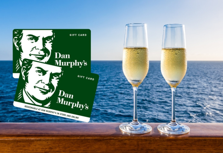 Dan Murphy's Gift cards and two glasses of champagne.