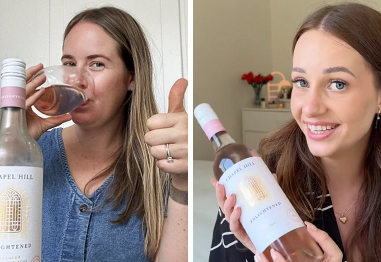 Women trying Chapel Hill Enlightened Rosé.