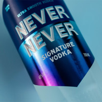 Never Never Signature Vodka bottle label.