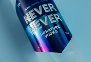 Never Never Signature Vodka bottle label.