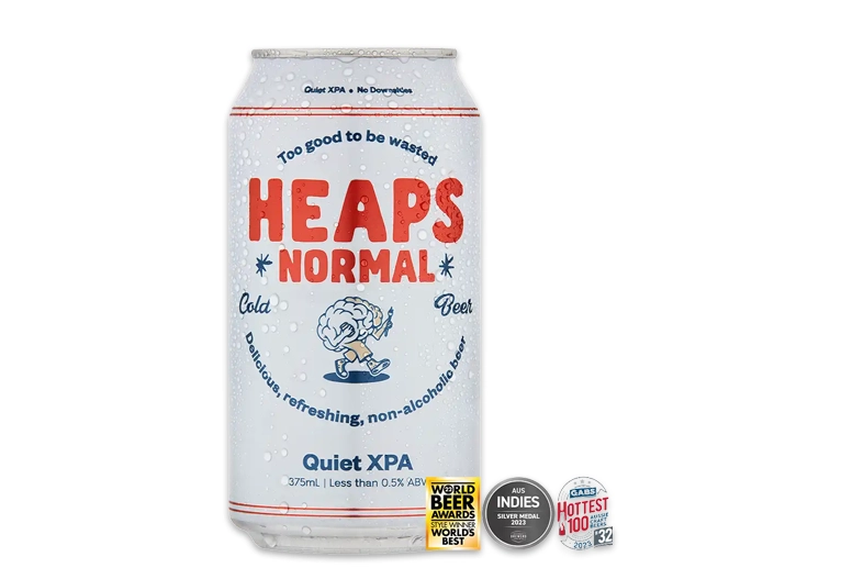 Heaps Normal Quiet XPA non-alcoholic beer.