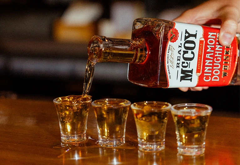 Real McCoy Cinnamon Doughnut Whiskey Liqueur shots.