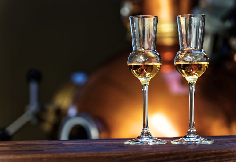 Liqueur in glasses.