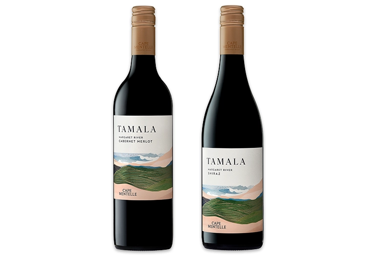 TAMALA by Cape Mentelle Cabernet Merlot and Shiraz bottles.